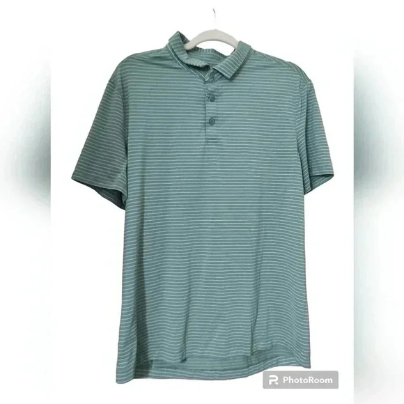 Lululemon Evolution Short Sleeve PoloAgile Stripe Tidewater Teal White Opal - Picture 5 of 7